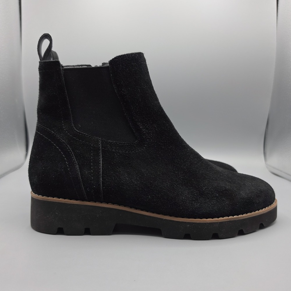 Vionic Brighton Chelsea Boots Womens 8.5 Black Suede Chunky Water Repellant - Picture 5 of 15
